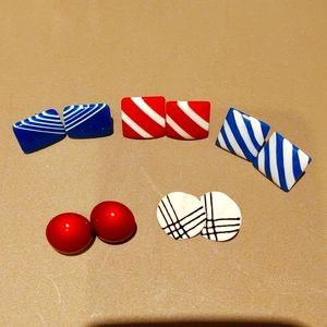 Five Pairs of Pierced 80's Style Earrings